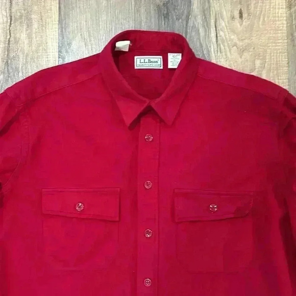 LL‎ Bean vintage Chamois Heavy Weight Flannel Shirt Red button up Men’s XL-TALL - Picture 2 of 14